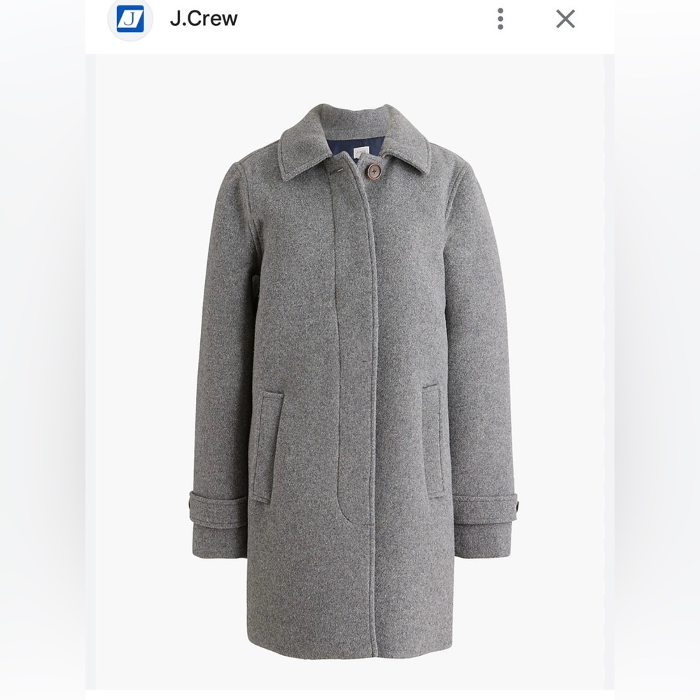 NWT J. Crew Factory Women's Classic Wool blend Gray Pea Coat- Size 10